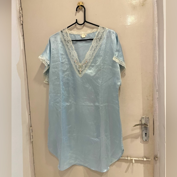 Blue satin night dress